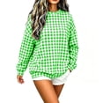 thumbnail image 6 of Women's Gingham Plaid Sweatshirt Crew Neck Long Sleeve Loose Fit Casual Pullover Top, 6 of 7