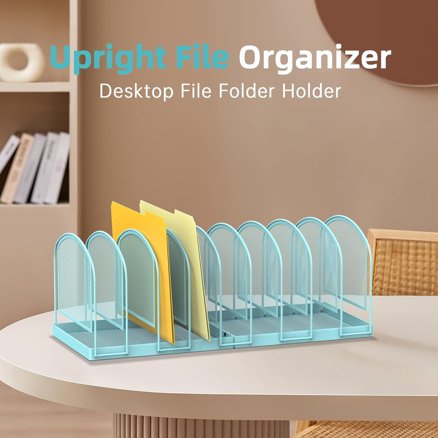 INTIGE File Organizer 9-Section Mesh Desk Organizer, Upright File Organizer Desktop Organizer File Sorter, File Folder Holder for Office Supplies