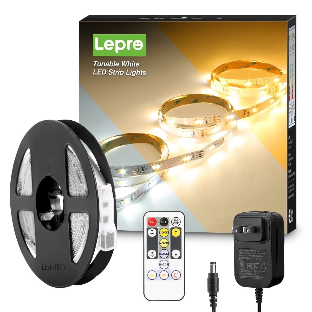 Lepro 16.4ft LED Strip Light, Tunable Warm to Cool White Tape Lights, 300pcs 2835 LEDs Bright Rope Lights Dimmable, Strong 3M Adhesive, Suitable for Christmas Decoration, Home & Bedroom Illumination
