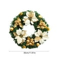 thumbnail image 3 of Iumwxz Christmas Wreath for Front Door 15 Inch Full Artificial Wreath with Glitter Berry Clusters and Frosted Branches Blue PVC Indoor Outdoor Holiday Decor, 3 of 8