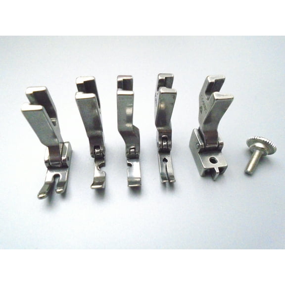 5 PCS Different Zipper Foot and Narrow hinged regular foot For Juki TL-2000QI, TL-2010Q, TL-2200QVP Mini, TL-98E, TL-98QE, TL-98Q, DDL-5550, DDL-8300, DDL-8500, DDL-8700