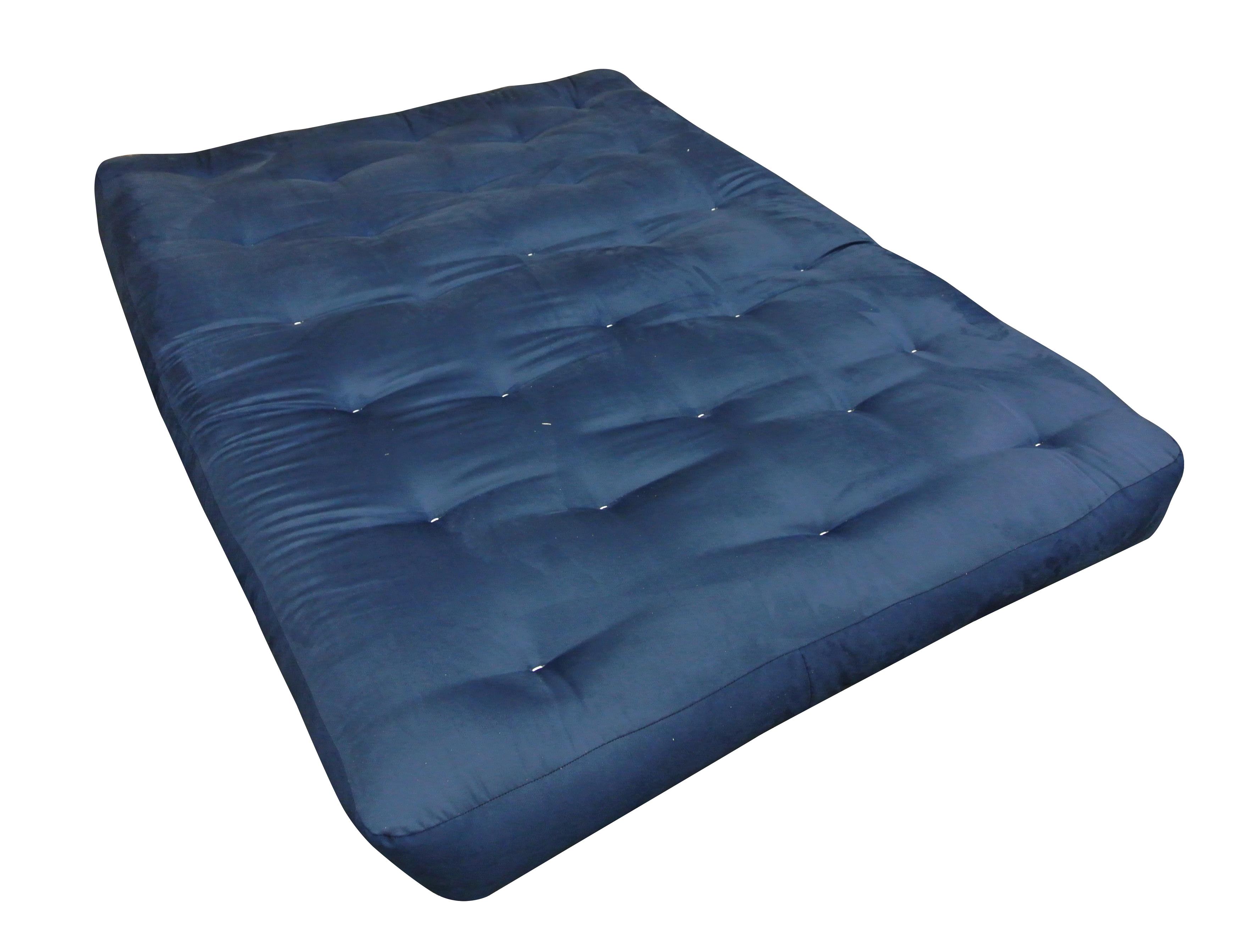 8" Single Foam & Cotton 607 Cott Size 30X75 Blue Microfiber Futon