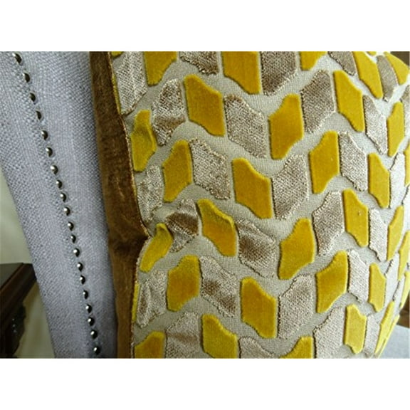 Plutus Velvet Rope Handmade Throw Pillow - Copper & Taupe - 12 x 20 in.