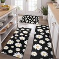 thumbnail image 2 of Black Daisy Flower Golden Centers Pattern Kitchen Rugs Sets Of 3,Kitchen Runner Rugs Non Skid Washable,Decorative Kitchen Floor Mats for Kitchen,Sink,Laundry,17"x30"+ 17"x47" + 17"x59", 2 of 6