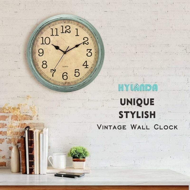 Vintage Quartz Wall Clock 30 Cm Silent Without Ticking For Large Numbers And Hd Glass, Vintage Copper