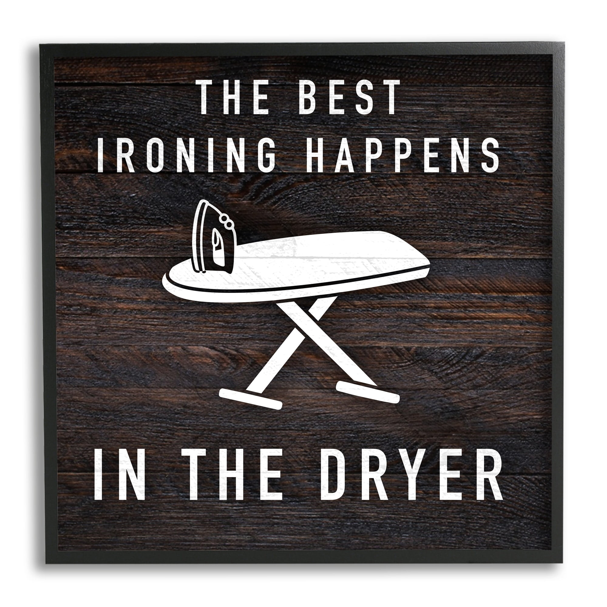Stupell Industries Ironing Dryer Laundry Quote Text Grain Pattern Framed Wall Art, 24 x 24, Design by Marcus Prime