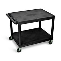Luxor 24" x 32" x 27" Tuffy Two Shelf Flat Utility Cart With Electrical - Black