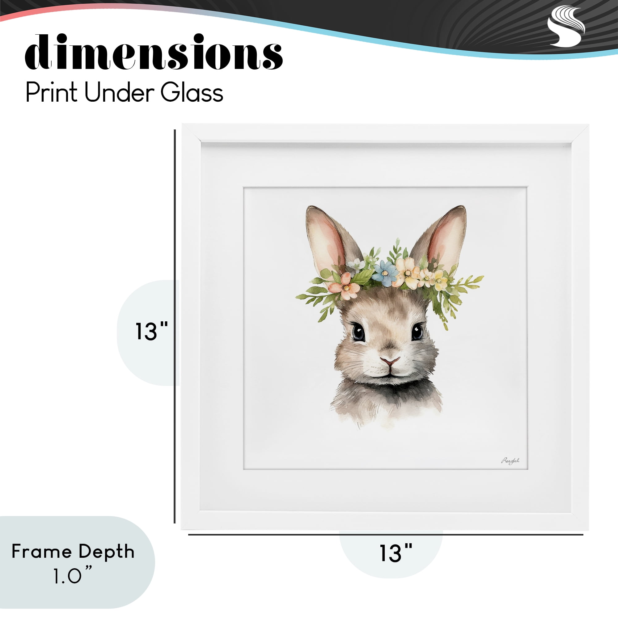 Stupell Industries Woodland Rabbit Flower Crown White Framed Print Under Glass, design by Roozbeh