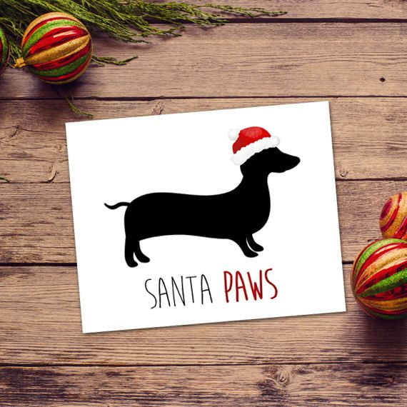 Santa Paws Dachshund Christmas Card – Adorable Holiday Greeting for Dog Lovers – Blank Inside, Envelope Included – Perfect for Pet Owners and Holiday Wishes
