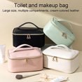 thumbnail image 2 of Estuche para cosméticos, bolsa de maquillaje con divisor extraíble, bolsa de aseo impermeable con asa superior, organizador de cosméticos para el hogar de vacaciones., 2 of 8