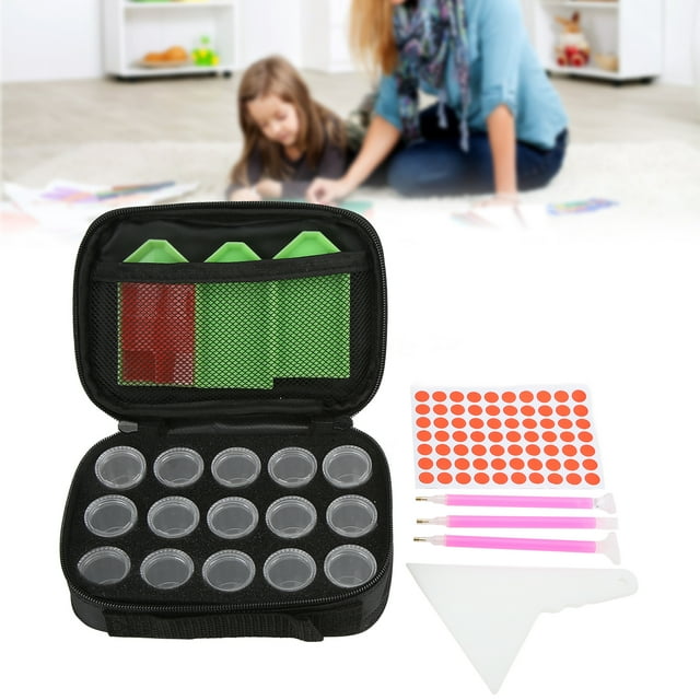 Conteneur d'Art, 15 Compartiments Design Transparent Grand Application Boîte de Peinture Étanche pour Outils de Peinture en Strass