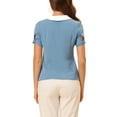 thumbnail image 3 of INSPIRE CHIC Blouse à Manches Courtes pour Femmes, Col Contrasté Peter Pan, TG Noir, 3 of 7