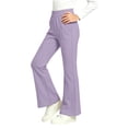 thumbnail image 2 of Spazoro Girls Flare Pants with Pockets, Flare Leg Stretchy Solid Color Elastic Waist Loose Fit Warm Casual Trousers for Daily Wear Purple Size 10, 2 of 8