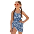 thumbnail image 2 of Xoenoiee Blue Rose Flower Print Girls Swimsuits Halter One Piece Bathing Suit with Cover Up Skirt Adjustable Strap Teen Girl Swimsuit Swimwear Set, Size 7-8 Years, 2 of 7