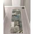 thumbnail image 2 of HomeRoots 486983 10 ft. Teal Gray & Tan Floral Power Loom Distressed Stain Resistant Runner Area Rug, 2 of 5