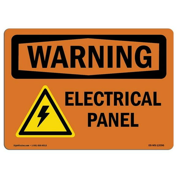 SignMission OS-WS-A-1218-L-12096 12 x 18 in. OSHA Warning Sign - Electrical Panel with Symbol