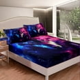 thumbnail image 3 of 3D Wolf Sheet Set Twin Size Wolf Galaxy Moon Bed Sheets Set 3 Piece Wolves Wild Animal Sheets for Adults Men Tie Dye Oil Painting Starry Design Bedding Set, Purple Blue and Black, 3 of 5