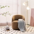 thumbnail image 2 of Onbeam Accent Chairs for Living Room and Bedroom - Swivel Barrel Chair and Reading Armchair with Teddy Fabric and Metal Base - Chocolate, 2 of 10