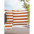thumbnail image 6 of Pack of 2 Outdoor Pillow Covers, Orange White Stripe Waterproof Square Throw Pillowcase Cushion Decorative Pillow Covers for Couch Patio Tent, 26x26 in, 6 of 6