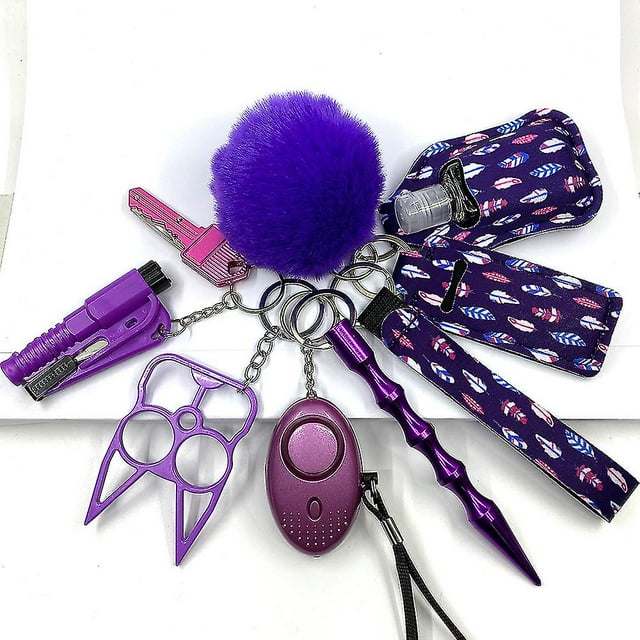 Clearance Sale 9pcs Chain For Self Defense Keychain Personal Security Alarm Cute Mini Multi-function Keychain Girl Self-defense Wolf Guard Set