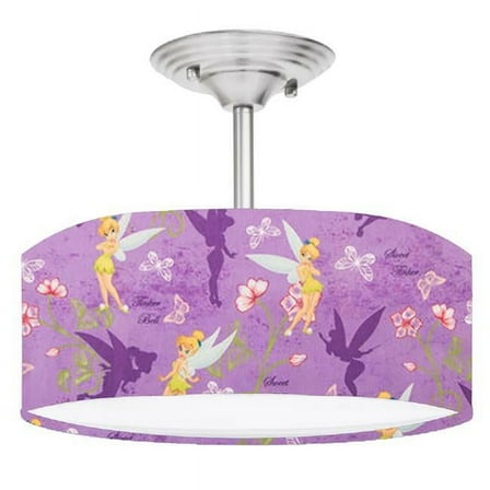 888 Cool Fans DR-0001004 Tinkerbell 2-Light Brushed Nickel Drum Style LED Lamp Fixture