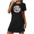 thumbnail image 2 of Camisón corto navideño para mujer, talla grande, cuello redondo, manga corta, estampado en el pecho, vestido de noche para mujer, 2 of 3