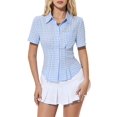 thumbnail image 2 of Womens Business Casual Outfits Dressy Casual Blouse Summer Button Down Peplum Tops Striped Shirts Light Blue XL, 2 of 8