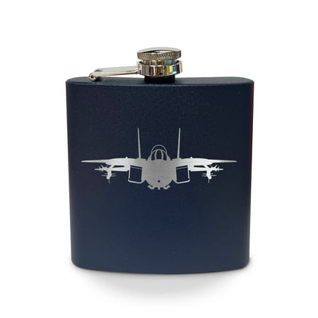 

F-14 Tomcat Flask 6 oz - Laser Engraved - Stainless Steel - Drinkware - Bachelor Bachelorette Party - Bridal Shower Gifts - Camping - Pocket Hip - f14 fighter aircraft - Navy