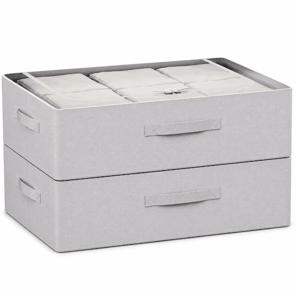 Grey 23.5x15.7x6.3 Oxford Fabric Under Bed Storage Container, Large Capacity Stackable Organizer