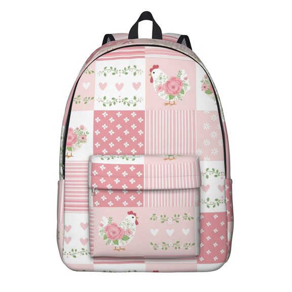 Pioneer Flower Floral Print Pattern Backpack for School, Cute School Bag with Adjustable Shoulder Straps and Padded Back, 15.7"x11.8"x5.5"