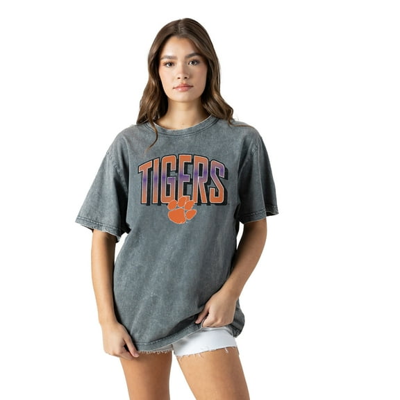 Women's Gameday Couture Gray Clemson Tigers Snow Washed Relaxed Fit Classic T-Shirt