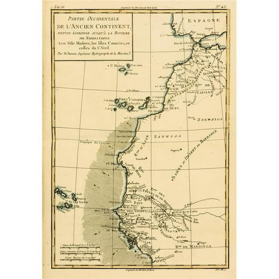 Map of West Africa Circa.1760 From Atlas De Toutes Les Parties Connues Du Globe Terrestre by Cartographer Rigobert Poster Print - Large - 24 x 34
