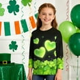 thumbnail image 2 of Tauxra Chandail de la Saint-Patrick pour Adultes, T-Shirt à Manches 3/4 Imprimé Col Rond, T-Shirt Graphique Trèfle Décontracté à Manches Longues pour Activités Festives, 2 of 6