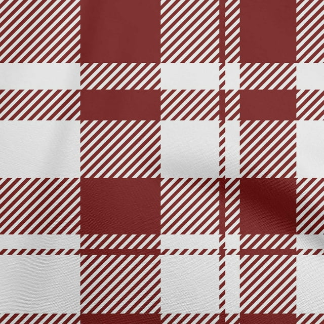 oneOone Polyester Spandex Maroon Fabric Check Craft Projects Decor Fabric Printed By The Yard 56 Inch Wide