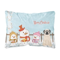 Carolines Treasures BB2348PW1216 Merry Christmas Carolers Mastiff White Canvas Fabric Decorative Pillow, 12H x16W,