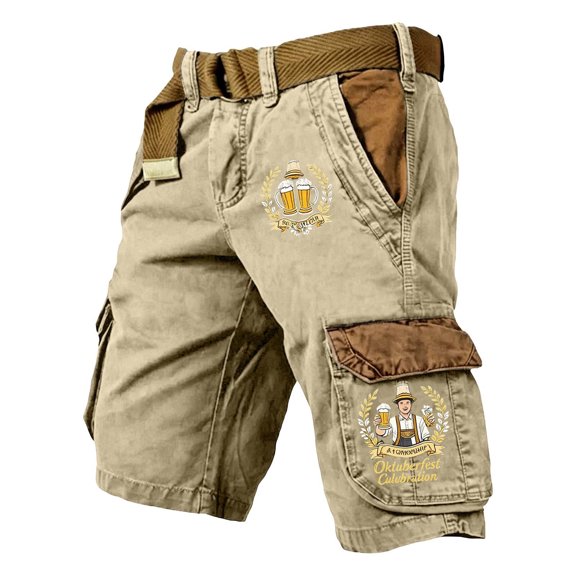 Whouriu Boys Oktoberfest Cargo Shorts Summer Belt Casual Bottoms with Pockets, Sizes 5-14