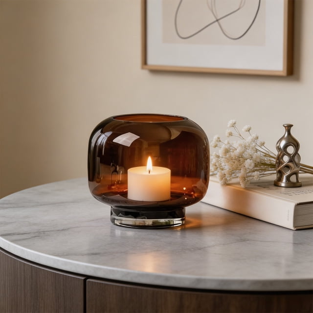 Jarrón y Portavelas de Cristal para Flores y Velas – Cristal Transparente Soplado a Mano, Centro de Mesa Moderno Multifuncional para La Mesa Del Comedor, La Sala de Estar o La Decoración de La Oficin