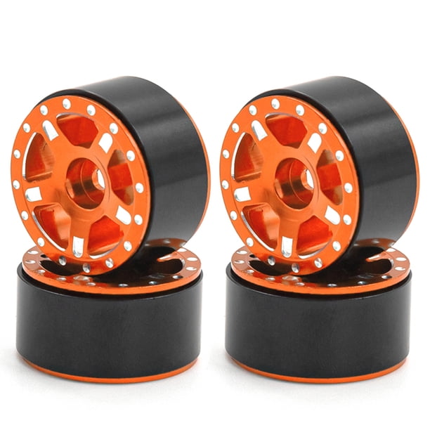 Llanta de la rueda de aleación de aluminio Beadlock Llantas de rueda Hub 4 piezas Reemplazo para 1/24 Axial SCX24 90081 AXI00005 C10 AXI00006 AXI00002 RC Car Romacci Llanta de la rueda