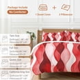 thumbnail image 6 of 3 Piece Red Striped Duvet Cover Set Queen Size,Microfiber Comforter/Quilt Cover with Corner Ties and 2 Pillowcases,Modern Gradient Geometric Ripple Stripes All Season Soft Bedding with Zipper Closure, 6 of 8
