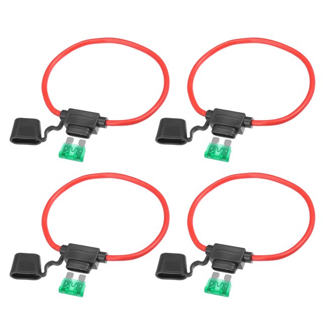 Juego de 4 portafusibles en línea DC 12V calibre 10 para coche en línea estilo hoja ATC con fusible estándar 30A