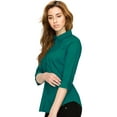 thumbnail image 4 of Made by Johnny Women's 3/4 Sleeve Tailored Button Down Shirts M HUNTER_GREEN, 4 of 6