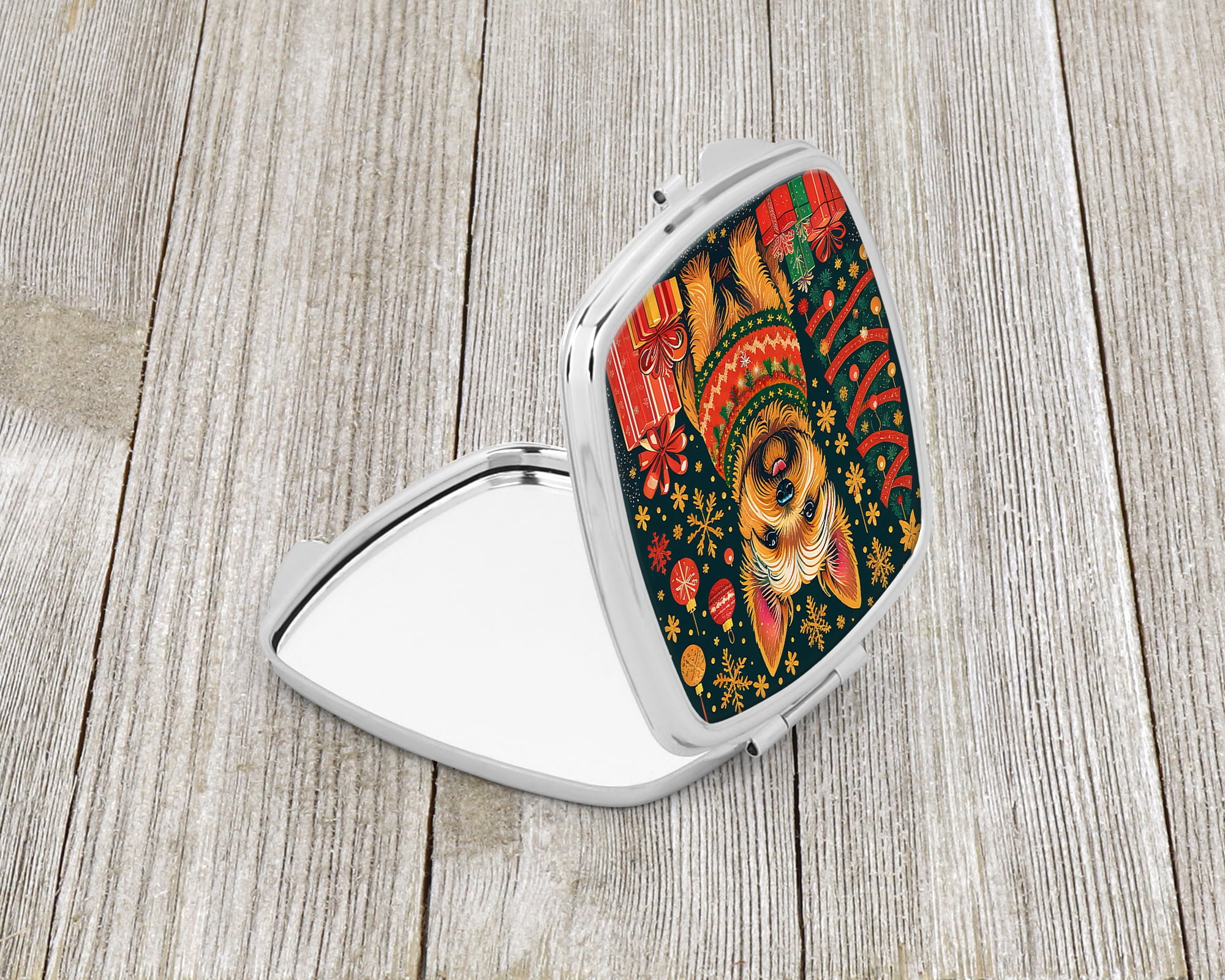 Norwich Terrier Christmas Compact Mirror 2.75 in x 3 in