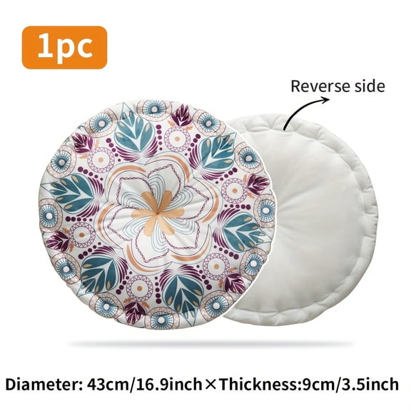 Chic Round Plush Cushion with Filler - 16.9" Diameter, Machine Washable, Perfect for Living Room Decor & Relaxation, Versatile Meditation Mat