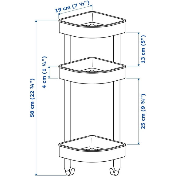 BROGRUND corner wall shelf unit,stainless steel