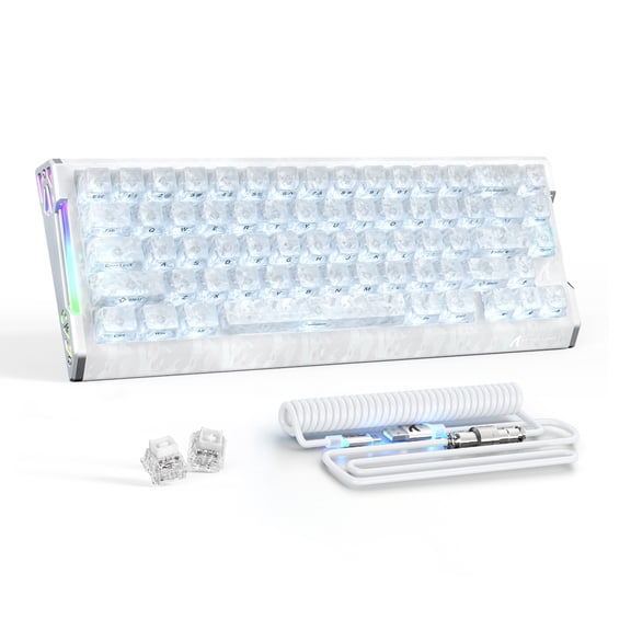 ATTACK SHARK R68 HE 8KHz RGB Gaming Corded Electric Computer Keyboard, Ice White