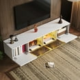 thumbnail image 2 of MODERNLUXE 67" TV Stand for TVs up to 75", Modern TV Console Table with LED lights,Storage Cabinets and 4 Doors,Rectangle Entertainment Center for Living Room,White, 2 of 8