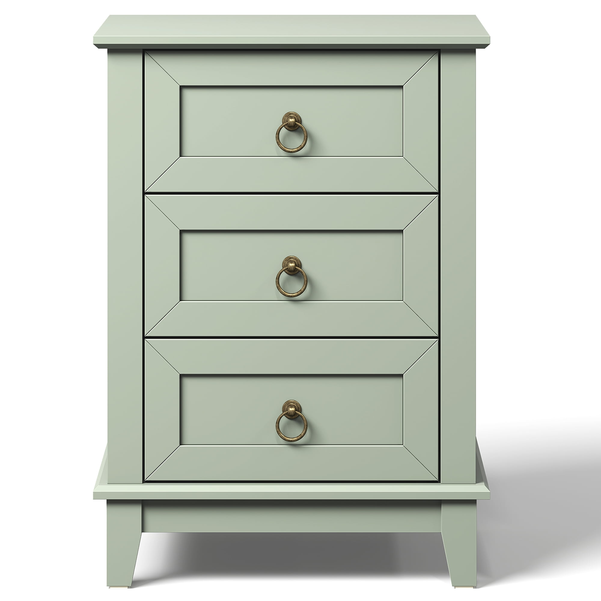 CozyHome Green Slim Night Stand: 3-Drawer Tall Wood Dresser, Space-Saving Bedside Table for Small Rooms, Bedroom, Nursery, or Dorm