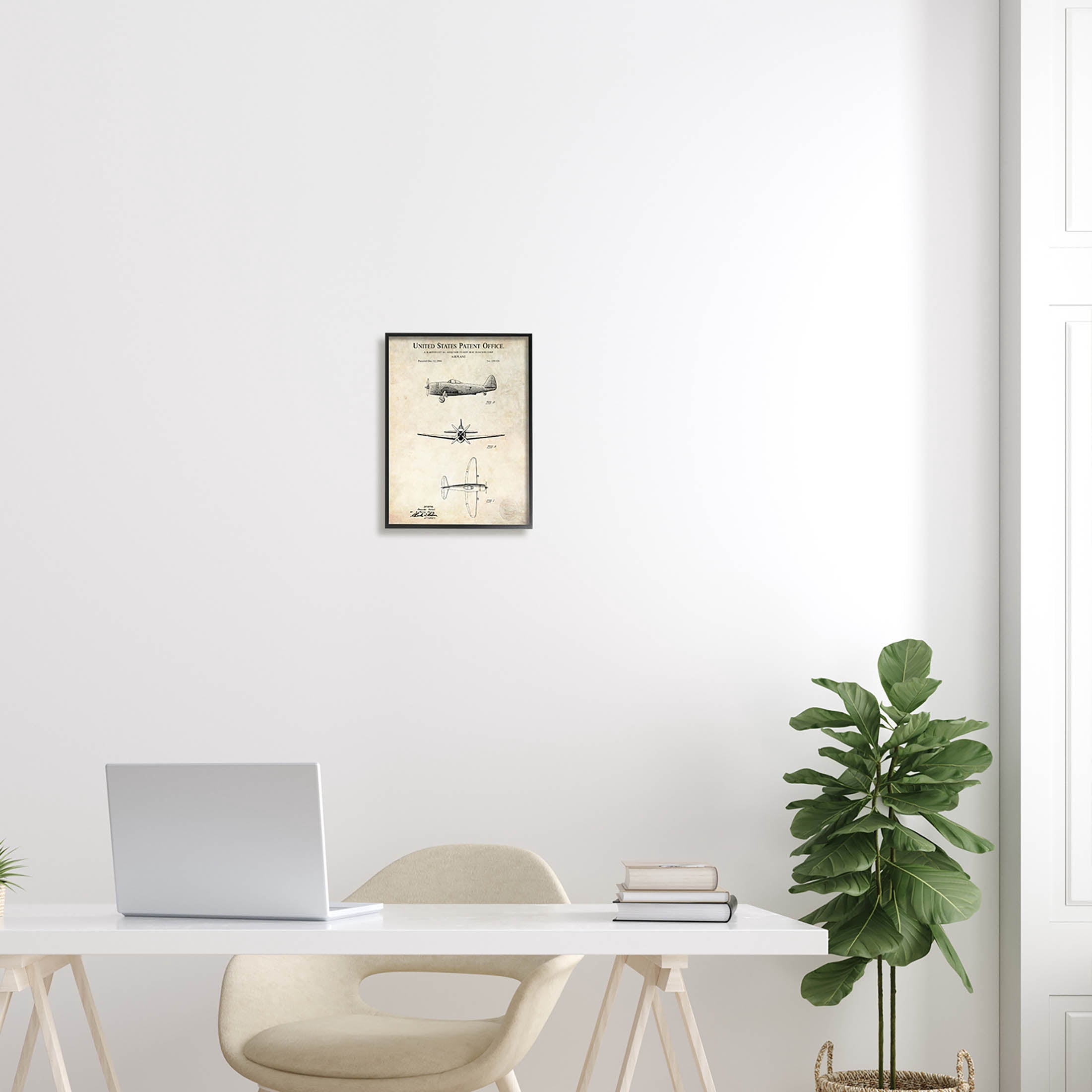 Stupell Industries Vintage Aircraft Diagram Chart Graphic Art Black Framed Art Print Wall Art, Design by Karl Hronek