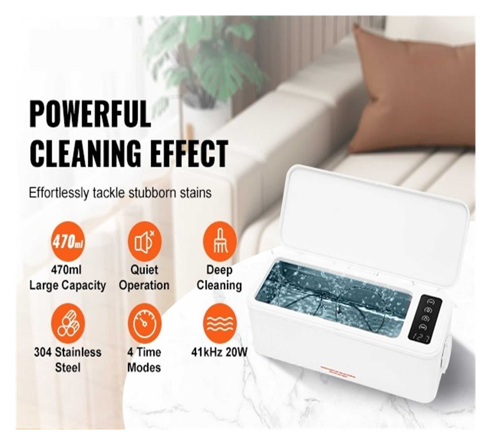 200/450/650ml Portable Ultrasonic Cleaner Machine with 4 Timer Modes Cleaning Basket for Eyeglasses Watches Dentures Rings