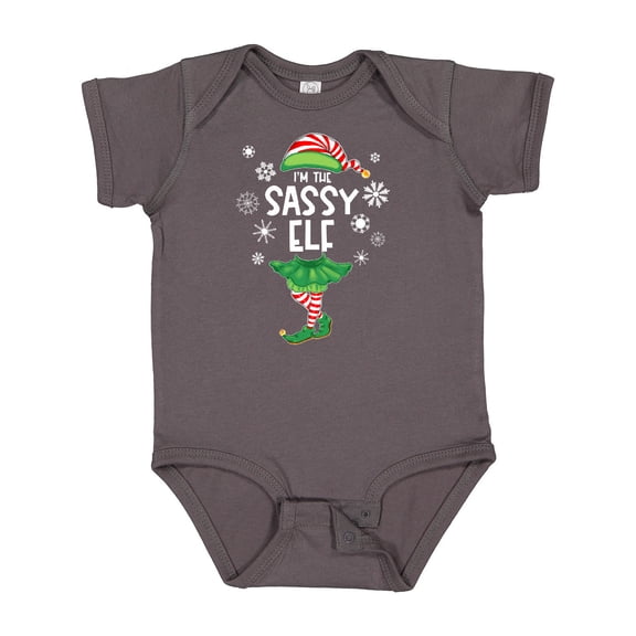 Inktastic Funny Christmas I'm the Sassy Elf with Shoes and Hat Boys or Girls Baby Bodysuit
